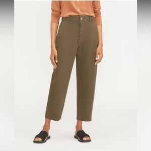 Everlane utility barrel pant in Dark Moss